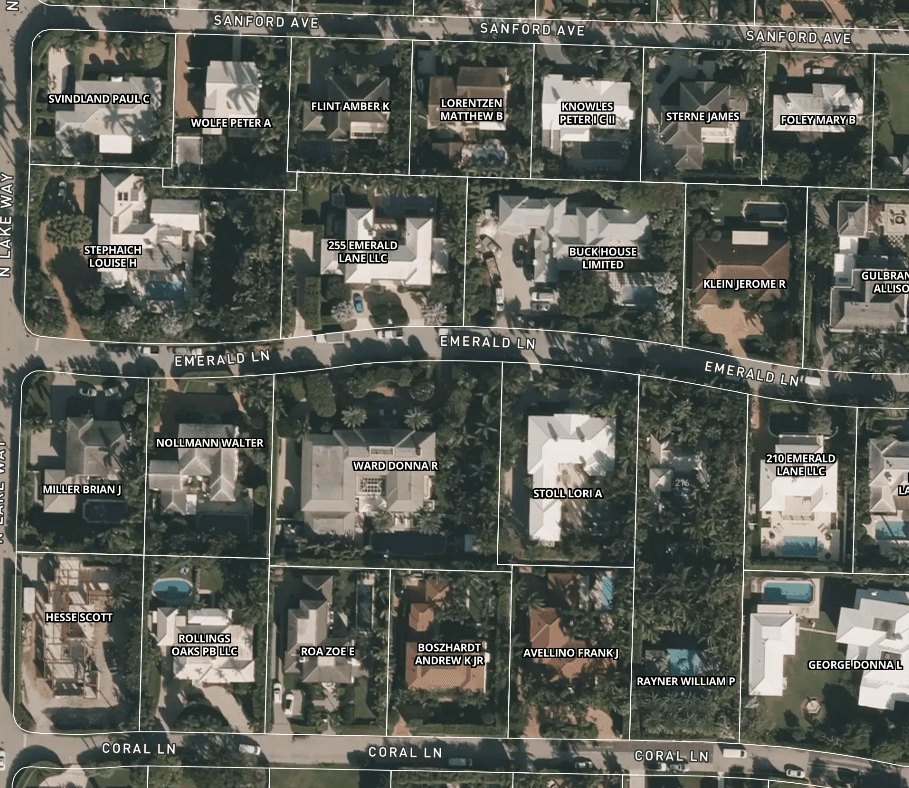 Plotbook map interface showing property parcels